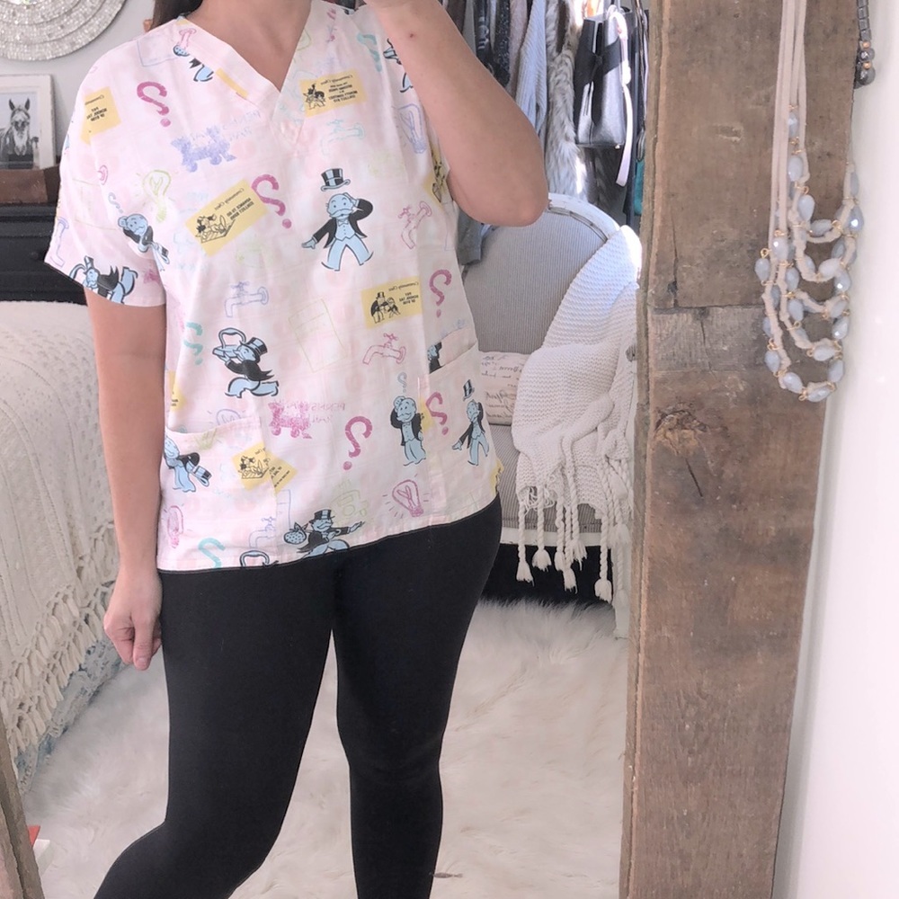 Monopoly vintage size small Nurses Scrubs Top